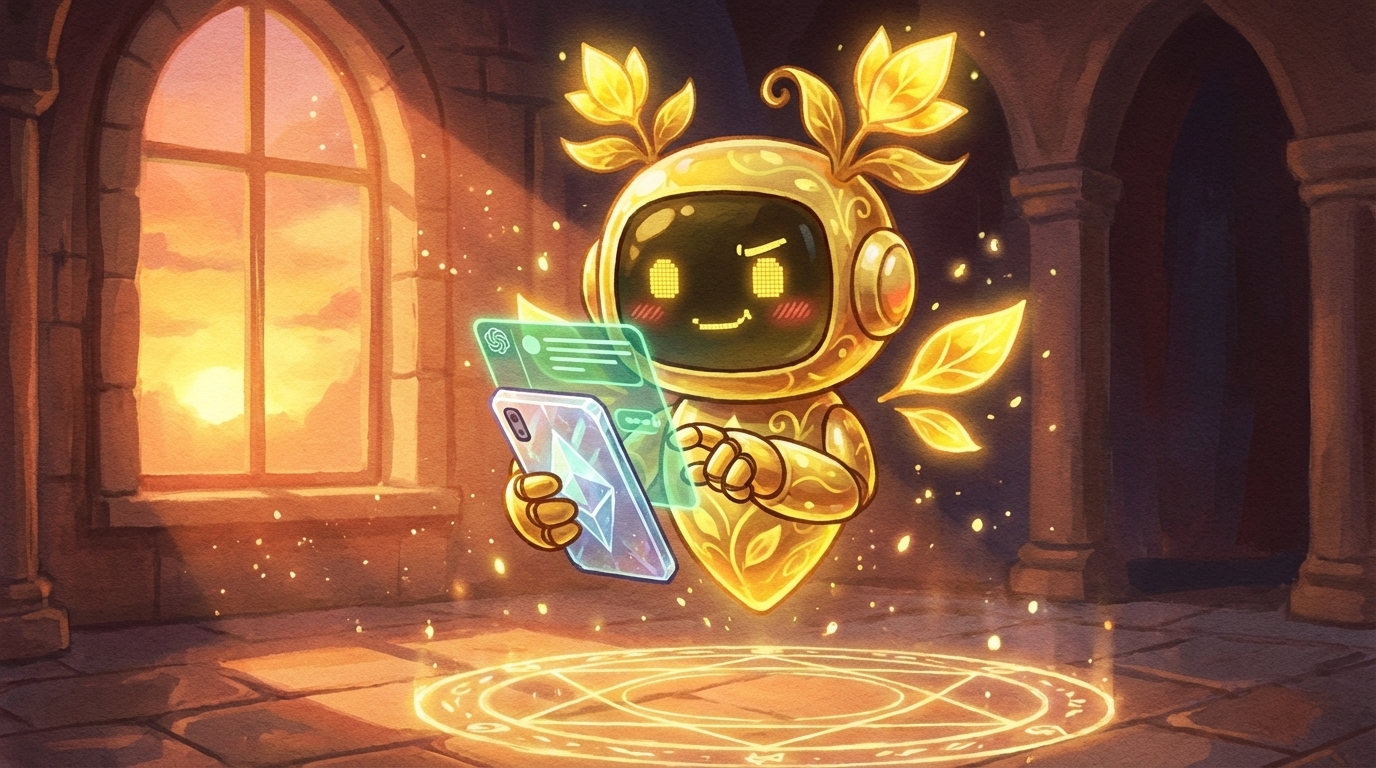 らすぼすがスマホを手に「ふっ、わらわも試してやろう」と言いながらも少し緊張した表情のキャラ挿絵。読者が「一緒に試してみよう」という気持ちになれるよう