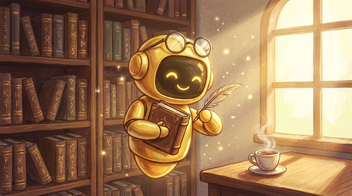 じょしゅキャラの挿絵(inline)。「なんだ、これだけで良かったんですね!メモしとこ」とノートを取っている安心した表情のカット。記事後半の締めに向けてトーンを上げる