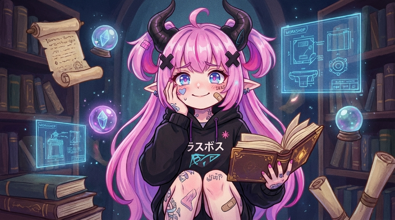 らすぼすキャラ挿絵(本文中1枚目)。「わらわも最初は関係ないと思ってたけど...」という表情の挿絵。読者の不安を代弁するキャラクターとして機能させる