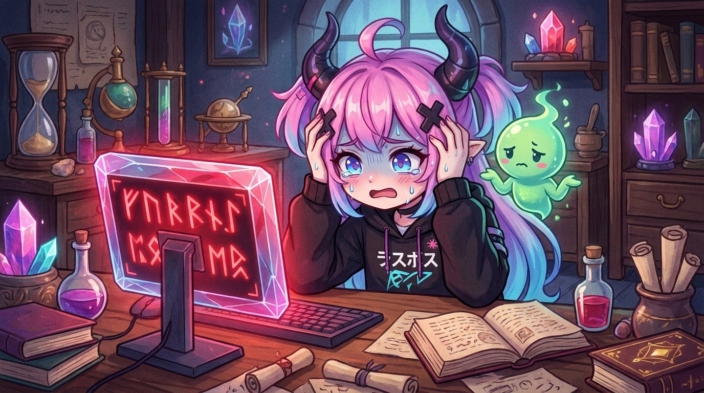 らすぼすのインライン挿絵①(スマホを見ながら「これ全部AIなのか...!」という表情)。本文の「実はすでにAIを使っていた」という気づきの瞬間を視覚化