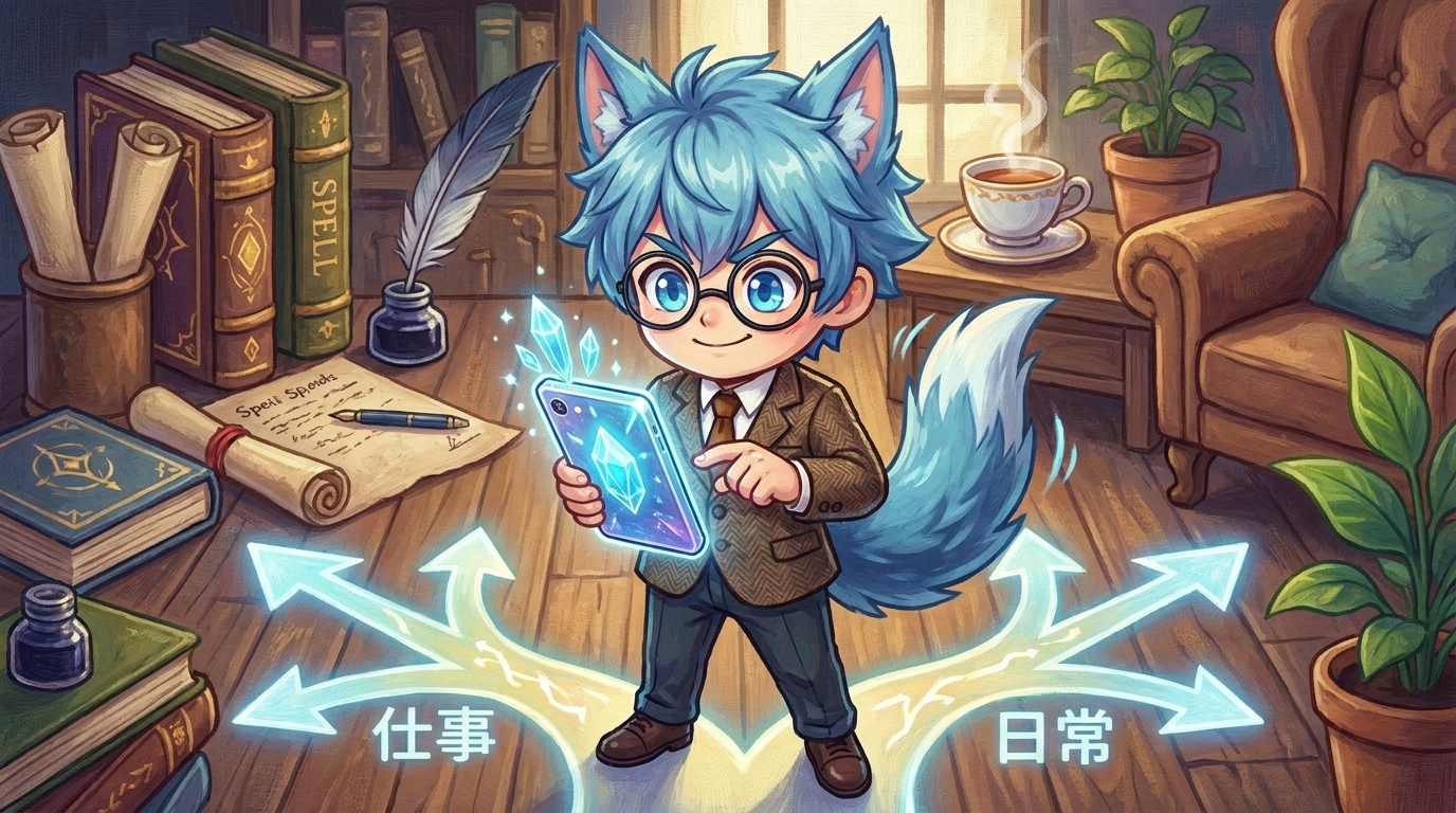 じょしゅがスマホを手に「やってみます!」という前のめりポーズのインライン挿絵。「今週中に試してみること」の行動促進と連動し、一緒に動く雰囲気を演出