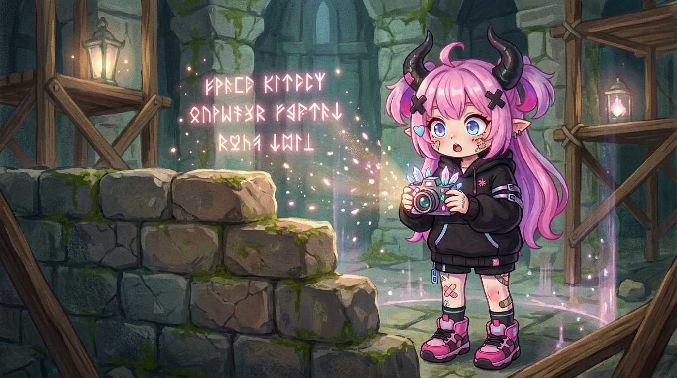 らすぼすが現場でスマホを構えて何かに驚いている表情のキャラ挿絵(inline)。「ほう…なかなか面白いではないか」という吹き出しと連動させ、読者の「試してみたい」という気持ちを後押しする