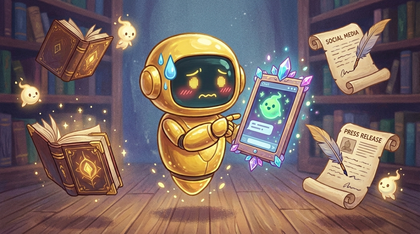 らすぼすがスマートフォンまたはPCにプロンプトを打ち込んでいるインライン挿絵。「ふっ、やってみるか…（どきどき）」という表情で
